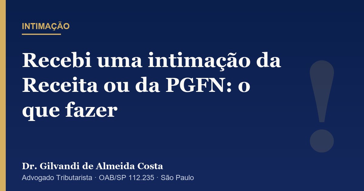 Capa do artigo sobre intimação da Receita Federal